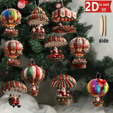 A Set of 10Pcs Santa Claus Parachute Series Handmade Wooden Hanging Ornaments picture