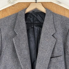 VTG Yves Saint Laurent Blazer Mens 40R Gray Herringbone Tweed Wool Jacket France picture