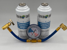 Envirosafe Auto AC Industrial R134a Replacement Refrigerant, 2 cans & Gauge New. picture