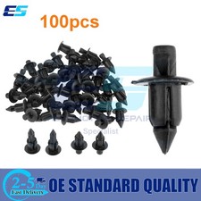 100 Pcs 6mm Hole Dia Black Plastic Push In Type Rivets Fastener Pin Clips ATV picture