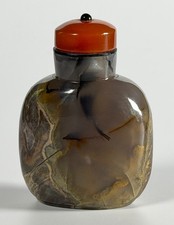 19th C. Chinese Macaroni Shadow Agate Snuff Bottle Chalcedony Translucent picture