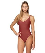 Sunsets Veronica One-Piece Tuscan Red Swimsuit L24903 Womens Size L picture