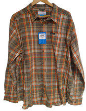 NWT Columbia Shirt Plaid Button Up Men's XL Vapor Ridge III Green Orange $60 picture