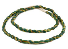 Green Striped Matching Antique Oval Venetian Millefiori Beads 10mm Ghana African picture