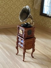 1:12 Dollhouse Miniatures Victorian Phonograph Stereo & Table *Plays 3 Songs* picture