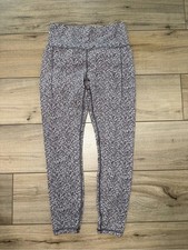 Athleta Transcend Stash Tight Leggings Gray Print Pockets Size Medium M picture