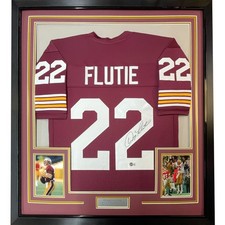Framed Autographed/Signed Doug Flutie 35x39 Boston Maroon Jersey BAS COA picture