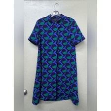 Marc by Marc Jacobs Blue Green Teal Graphic Op Art Shift Dress Woman's size 4 picture