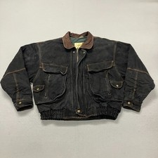 Vintage Levis Jacket Mens Medium Black Denim Westernwear Quilted Chore Barn Coat picture