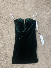 JVN By Jovani Dress Womens 2 Green Velvet Sweetheart Sheath Mini Party picture