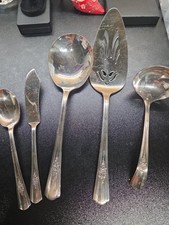 Vtg WM Rogers DESIRE Overlaid Silver 5PCs Silverware Set Art Deco picture