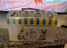 Disney Mickey Mouse Circus Metal Tin Lunchbox Carry Case w/ Donald Duck Goofy picture