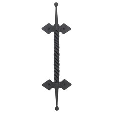 Cast Iron Large Black Door Pull with Twisted Body and Round Ends 19.25 Inch picture