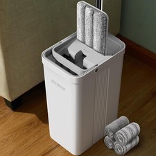 JOYMOOP Flat Mop System, Microfiber Mop and Bucket Set, White, Commercial picture