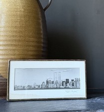 David Korte Signed Photo Lower Manhattan NY Skyline Twin Towers WTC Framed 1999 picture