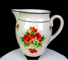 Czecho-Slovakia Pottery Hand-Painted Floral Vintage 7 3/4