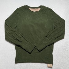 OGL Elevated Crewneck Womend Medium Brushed Built-In Bra Top Banded Hem Green picture