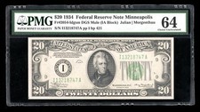 DBR 1934 $20 FRN DGS Mule Minneapolis Fr. 2054-Idgsm PMG 64 Serial I13218747A picture