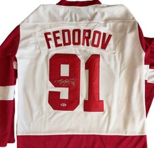 White/Red Authentic Jersey Sergey Fedorov #91 Hand Signed Autographed BAS COA picture