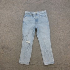 Madewell Jeans Women's Size 30 Light Wash Blue Distressed High Rise Crop Stretch picture