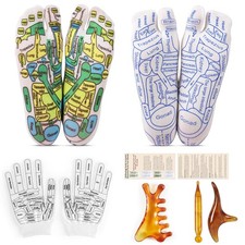 Worive Reflexology Socks Set Gloves Tools, 2 Pairs Foot Massage Socks picture