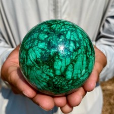1.58LB Rare Natural Malachite quartz hand Carved sphere Crystal Healing picture