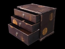 Japanese Antique wooden small box Tansu Makie Chest of Drawers Edo Era picture