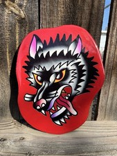 American Traditional Wolf Handmade Sign Garage Art Tattoo Flash Shop Sign picture