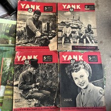 Lot of 4 WWII YANK Army Weekly Magazines 1944 1945 Original US Military picture