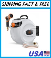 VEVOR Retractable Hose Reel 84 ft x 5/8 inch Garden Water Hose Reel Gray picture