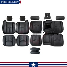 Fits 2003-2006 Chevy Silverado GMC Sierra Front & Rear Leather Seat Cover Black picture