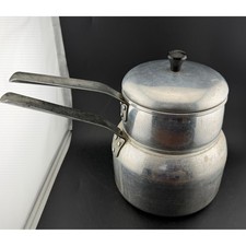 Vintage Wear-Ever Aluminum Double Boiler 3 Piece Set-2 Quart No 2432 Made in USA picture