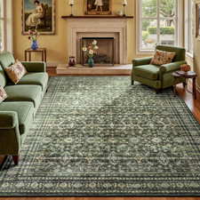 8x10 Area Rug Green Washable Large Boho Living Room Bedroom Non Slip Carpet picture