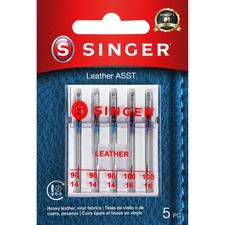 SINGER Leather Sewing Machine Needles 5 Count Sizes 90/14 100/16 Heavy Duty picture