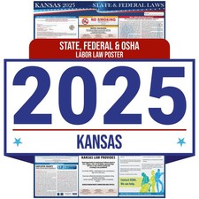 2025 Kansas State and Federal Labor Law Poster - OSHA Workplace Compliant - M... picture