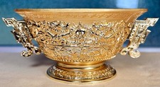 Chinese Gilt Bronze Censer Qing Qianlong Mark •6.2”D •600G picture