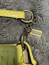 Coach Blue & Yellow Fringe Hobo Shoulder Bag ,Tassel Charm Lined Pockets picture