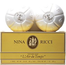 Vintage Box Nina Ricci L'Air du Temps Perfumed Soap 2 Cakes with Soap Dish Cases picture