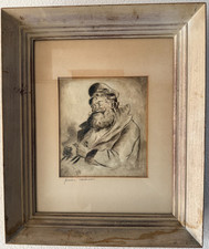 Mid Century Vintage Original Signed Portrait Drawing c1942 Listed Artist Old Art picture