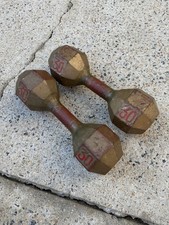 Pair Vintage MACGREGOR 30 lb Pineapple Dumbbells Hand Weights Rare picture