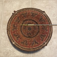 Vintage Handmade Ethiopian African Harari Woven Basket Leather & Cowrie Shells  picture