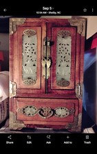 Republic Chinese Rosewood Jewelry Box With Brass/ Jade picture
