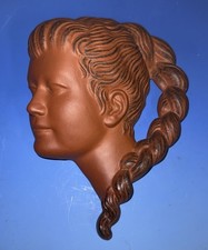 Marzi & Remy Ceramic Wall Mask Pottery 1950s Vintage Girl picture