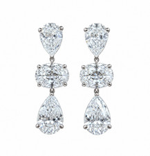 Bianca Pear Oval Lab Created Diamond Drop Earrings, 4.17 cts picture