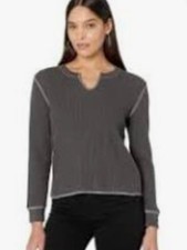 Madewell Waffle Knit Thermal Top – Charcoal Gray Size S picture