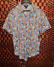Billabong Geometric Multicolor Short Sleeve Button-Up Point Collar/Men's Size XL picture