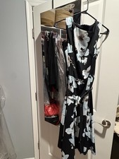 Large black and light blue flowered dress picture