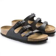 Birkenstock Florida Black Birko-Flor Soft Footbed Women's Sandals Wide Size picture