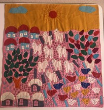 Peruvian Arpillera Scene Wall Hanging Embroidery FOLK ART Appliqué 19 X 17.5” picture