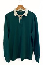 Vintage J.Crew Long Sleeve Rugby Shirt Green Elbow Pads MEDIUM picture